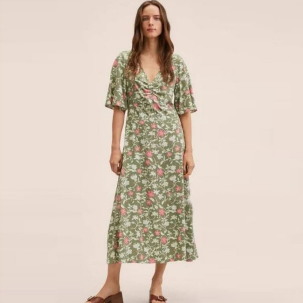 Mango flutter sleeve dress